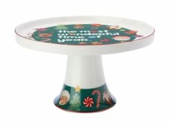 Kasey Rainbow Sparkly Season Footed Cake Stand 20cm Dark Green Gift Boxed