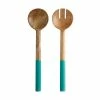 Mezze Salad Servers Mango Wood Enamel Finish 31cm Jade