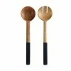 Mezze Salad Servers Mango Wood Enamel Finish 31cm Charcoal