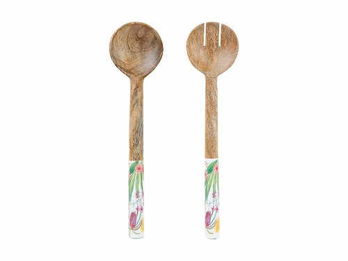 Royal Botanic Gardens Victoria Native Blooms Salad Servers Wood Enamel 31cm 1 Royal Botanic Gardens Victoria Native Blooms Salad Servers Wood Enamel 31cm