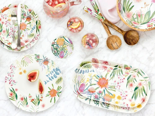 Royal Botanic Gardens Victoria Native Blooms Salad Servers Wood Enamel 31cm 2 Royal Botanic Gardens Victoria Native Blooms Salad Servers Wood Enamel 31cm - Image 2